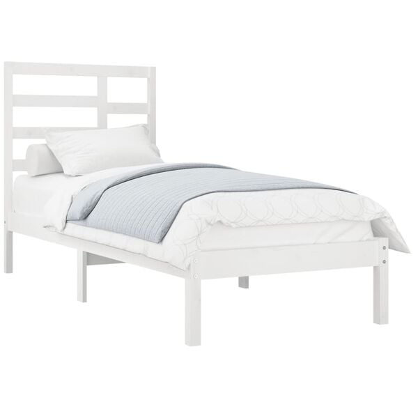 vidaXL Bed Frame without Mattress White Solid Wood 90x200 cm