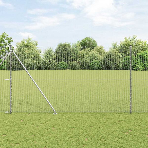 vidaXL Fence with Posts Silver 1.6 x 100 m PVC-coated steel