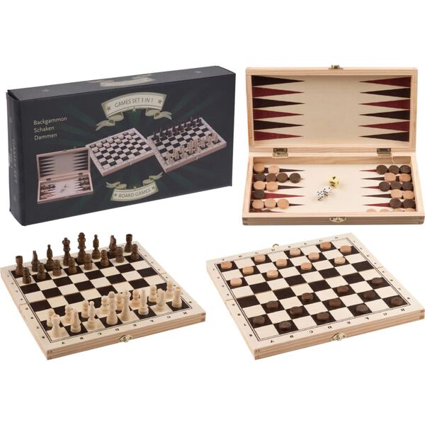 Tender Toys 3-in-1-Board Games Wood