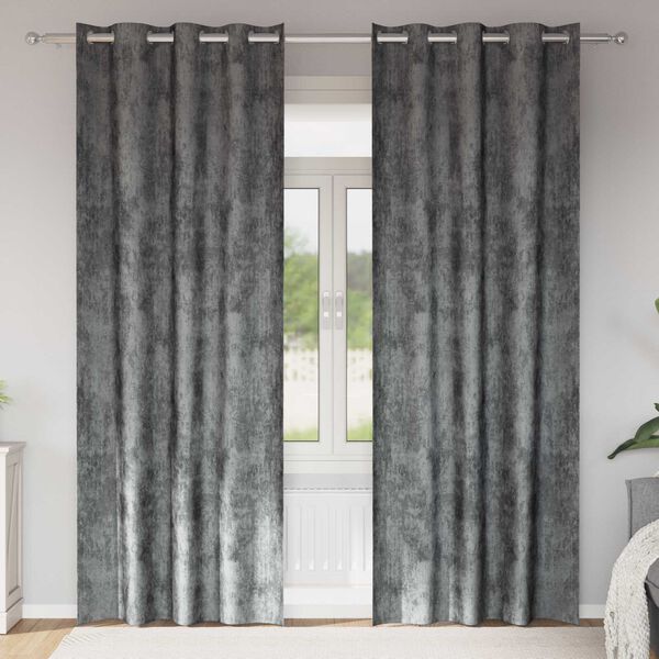 vidaXL Velvet Curtains with Curtains 2 pcs Grey 245 x 140 cm Velvet