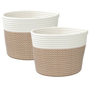 vidaXL Storage Baskets 2 pcs Brown and White &Oslash;24x18 cm Cotton