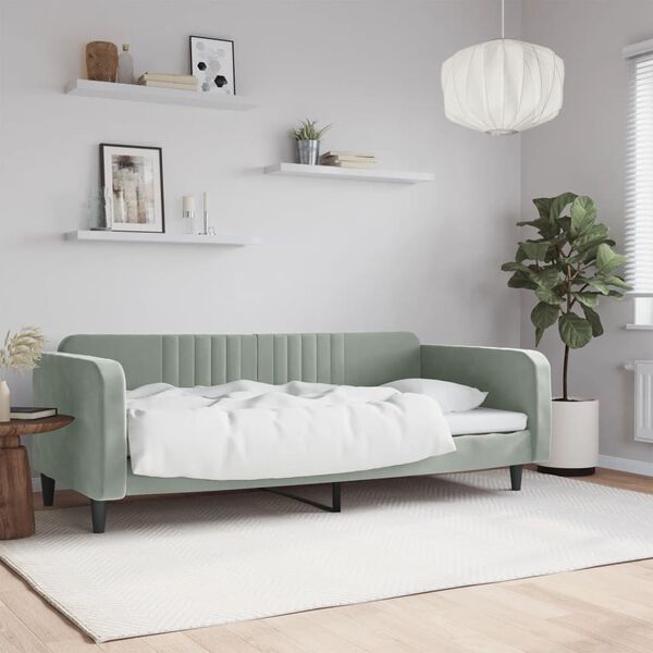 vidaXL Day Bed without Mattress Light Grey 90x190 cm Single Velvet