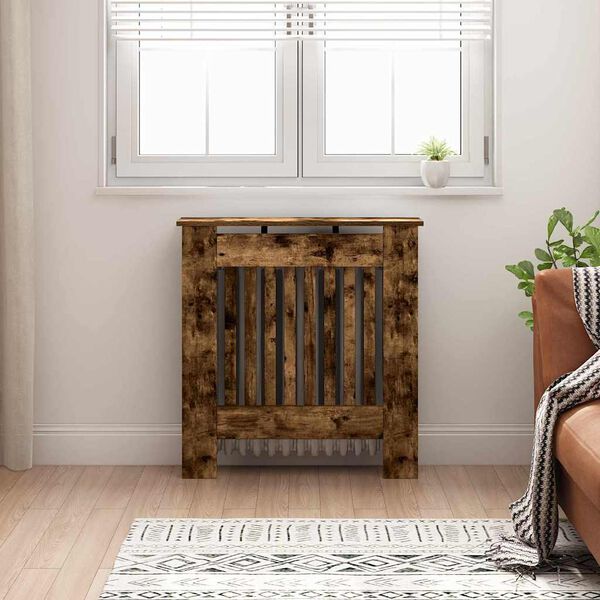 vidaXL Radiator Cover Smoked Oak 78 x 19 x 81.5 cm Engineered Wood