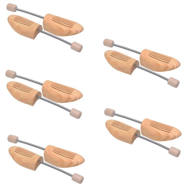 vidaXL Shoe Trees 10 Pairs Size 46-48 Solid Pine Wood