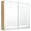 vidaXL LED Bathroom Mirror Cabinet Oak 80x12x68 cm