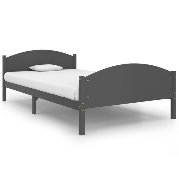 vidaXL Bed Frame without Mattress Dark Grey Solid Pine Wood 120x200cm