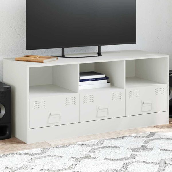 vidaXL TV Cabinet White 99x39x44 cm Steel