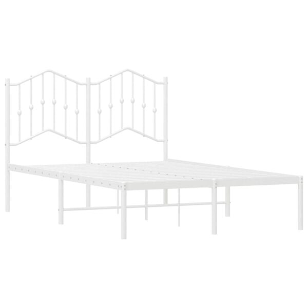 vidaXL Metal Bed Frame without Mattress with Headboard White 120x200cm