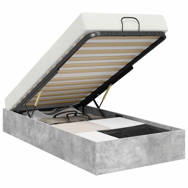 vidaXL Ottoman Bed Frame with Storage Concrete Grey 193 x 90 x 25 cm