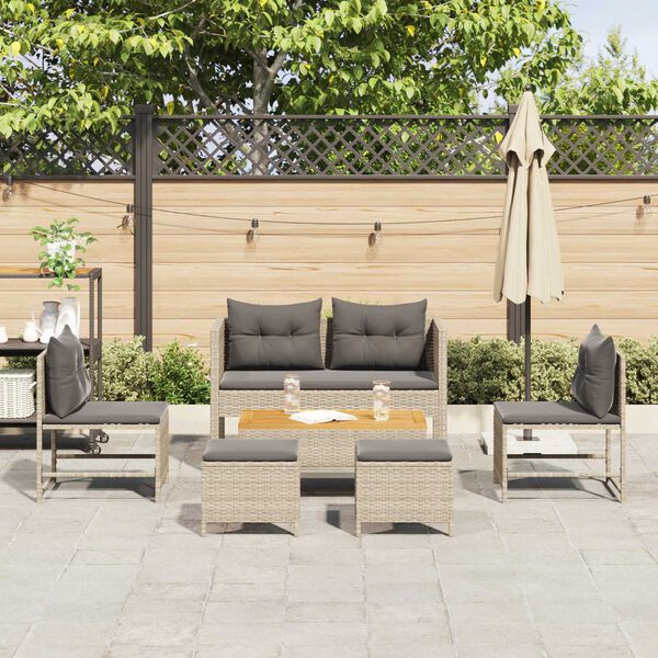 vidaXL Garden Sofa Set 6 pcs Light grey and dark grey Poly Rattan