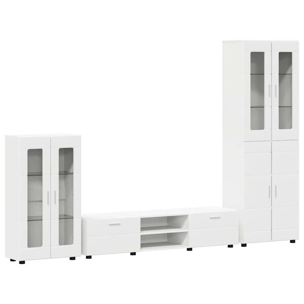 vidaXL TV Cabinet Set with Drawer with Shelf White Engineered Wood
