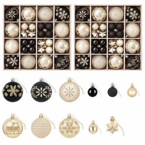 vidaXL Christmas Ball Set 88 pcs Black and Gold &Oslash; 6 cm Plastic