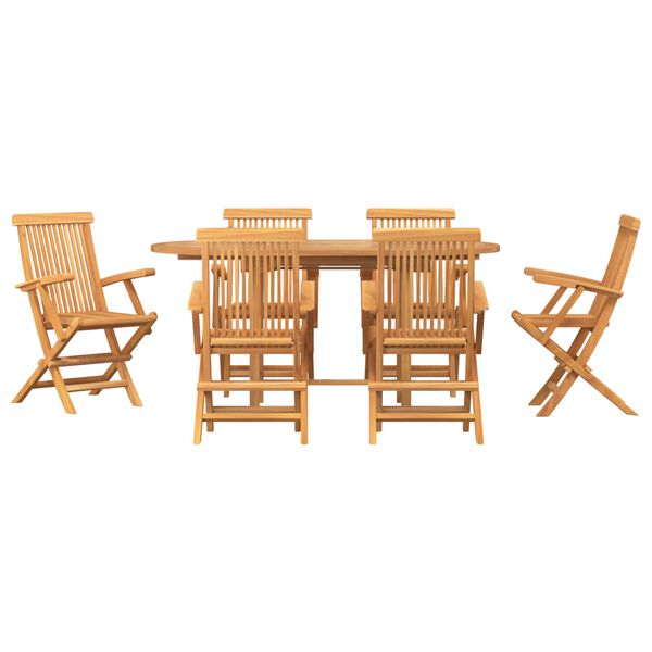 vidaXL Garden Dining Set 7 pcs Brown Solid Teak Wood