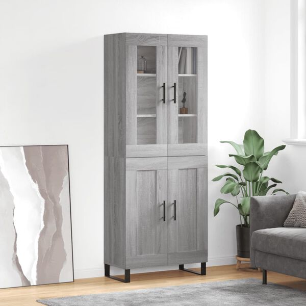 vidaXL Highboard Grey Sonoma 69.5x34x180 cm Engineered Wood