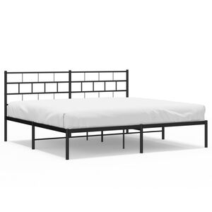 vidaXL Metal Bed Frame without Mattress with Headboard Black 180x200cm