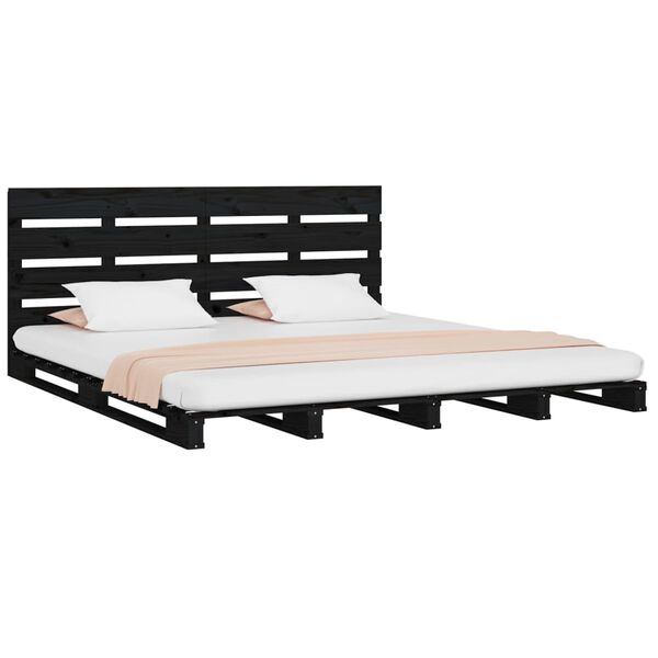 vidaXL Bed Frame without Mattress Black 140x190 cm Solid Wood Pine