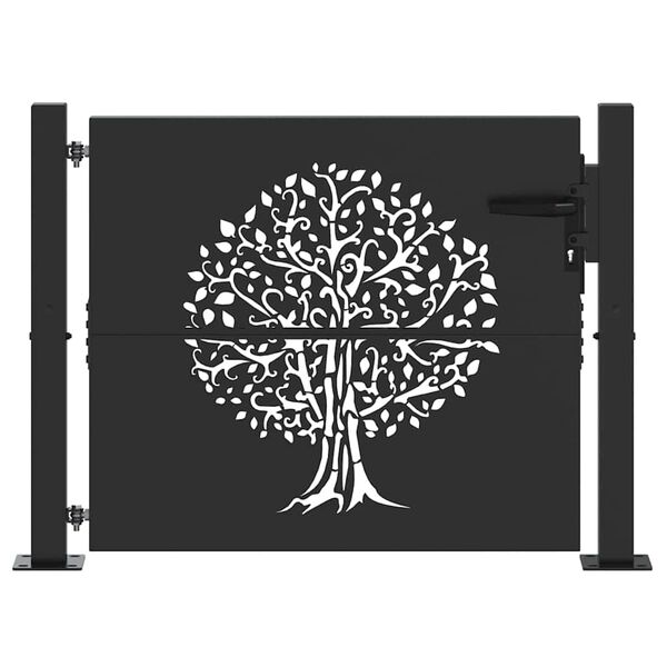 vidaXL Garden Gate with Lock Black 100 x 100 cm Powder-coated steel