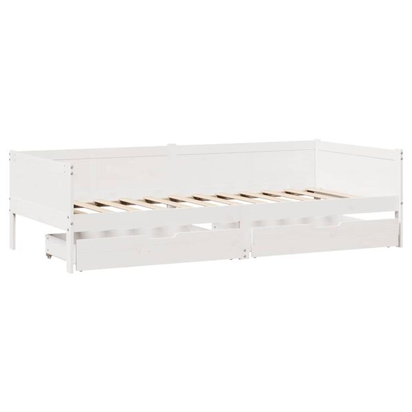 vidaXL Daybed with Drawers without Mattress White 90x190 cm Single Solid Wood