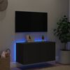 vidaXL TV Wall Cabinet with LED Lights Black 80x35x41 cm