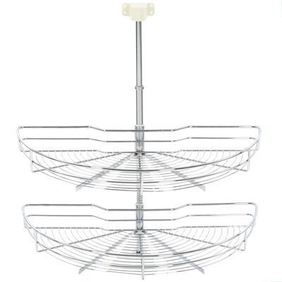 vidaXL 2-Tier Kitchen Wire Basket Silver 180 Degree 75x38x80 cm