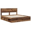 vidaXL Bed Frame with Headboard Old Wood 200 x 200 cm Solid Pine Wood