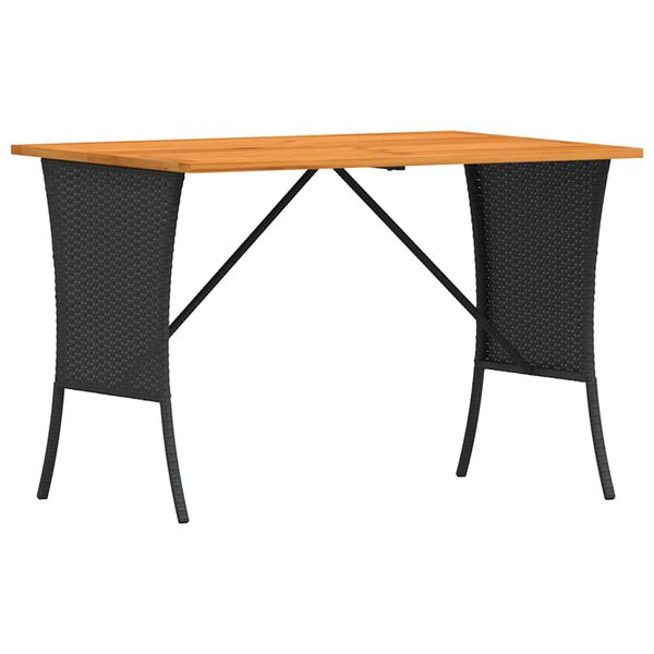 vidaXL Garden Table with Acacia Wood Top Black 105x75x72 cm Poly Rattan