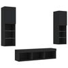 vidaXL 5 Piece TV Wall Units with LED Black Engineered Wood