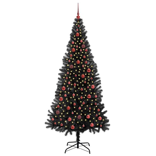 vidaXL Christmas Tree with 300 LEDs with Stand Black 210 cm PVC