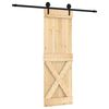 vidaXL Sliding Door Natural and Black 70 x 210 cm Solid Pine Wood