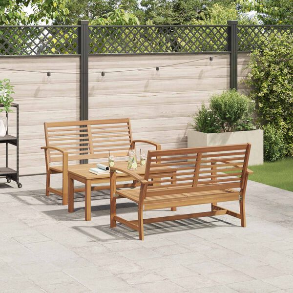 vidaXL Garden Sofa Set 3 pcs Natural Solid Teak Wood