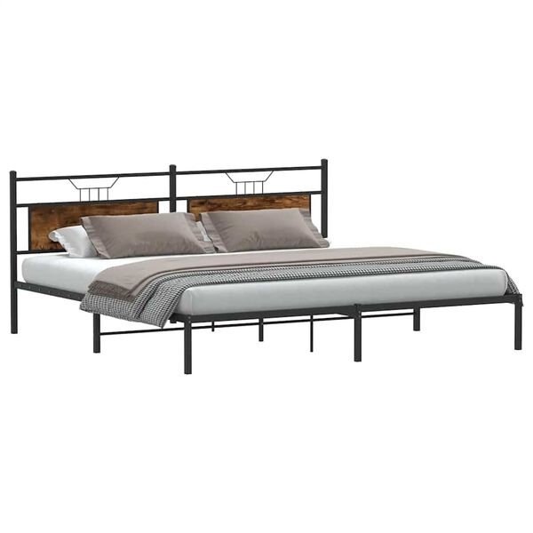 vidaXL Bed Frame without Mattress Smoked Oak 200x200 cm Engineered Wood