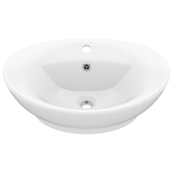vidaXL Luxury Basin Overflow Oval Matt White 58.5x39 cm Ceramic