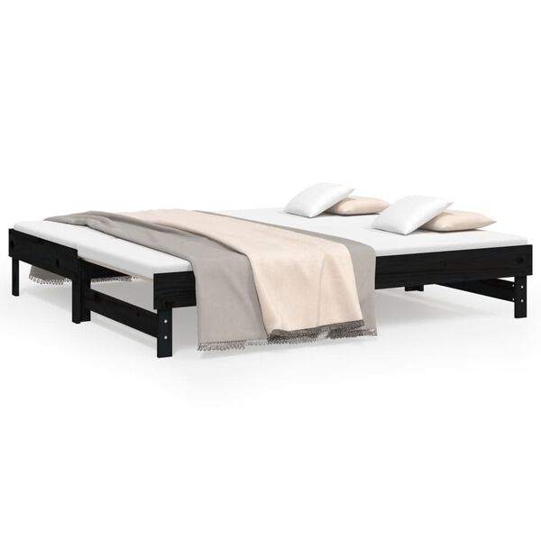 vidaXL Pull-out Day Bed without Mattress Black 2x(75x190) cm