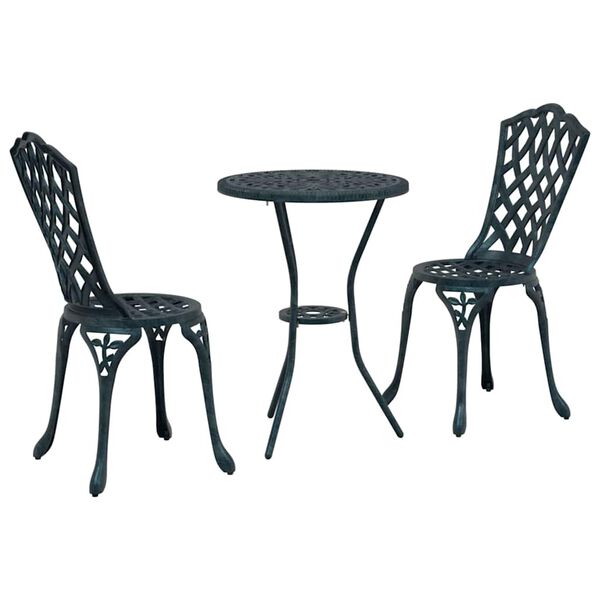 vidaXL Garden Bistro Set 3 pcs Green Aluminium