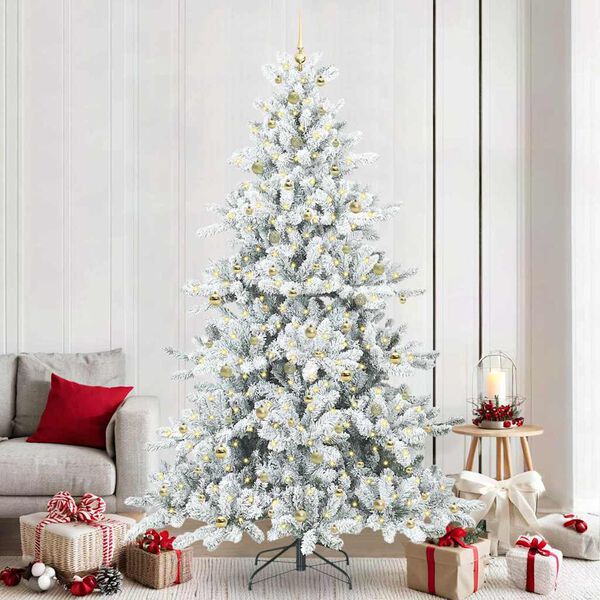 vidaXL Artificial Hinged Christmas Tree White 240 cm PVC and Steel