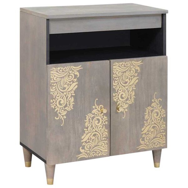 vidaXL Sideboard Grey and Gold 60 x 33 x 75 cm Solid Mango Wood