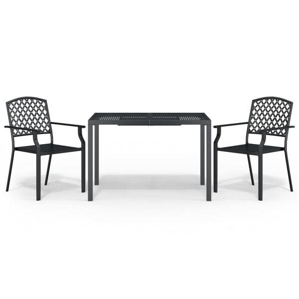 vidaXL 3 Piece Garden Dining Set Anthracite Steel
