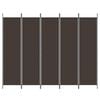 vidaXL 5-Panel Room Divider Brown 250x200 cm Fabric
