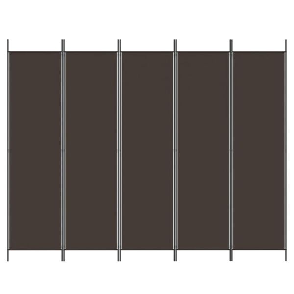 vidaXL 5-Panel Room Divider Brown 250x200 cm Fabric
