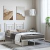 vidaXL Metal Bed Frame without Mattress with Headboard White 135x190cm