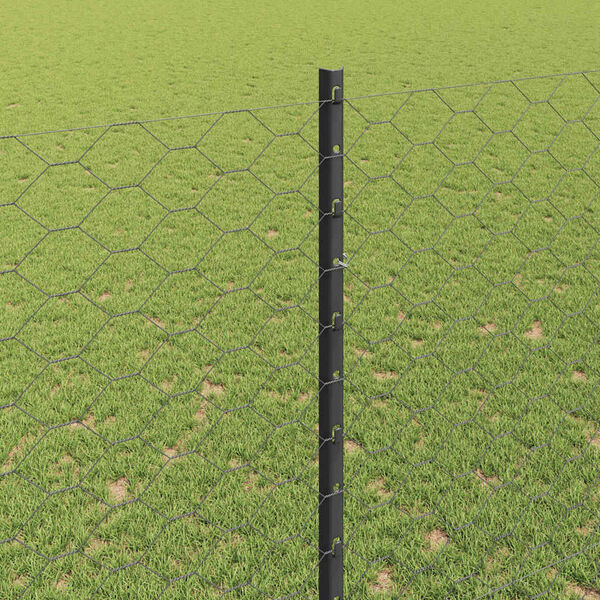 vidaXL Fence with Post Grey 1.5 x 25 m Steel