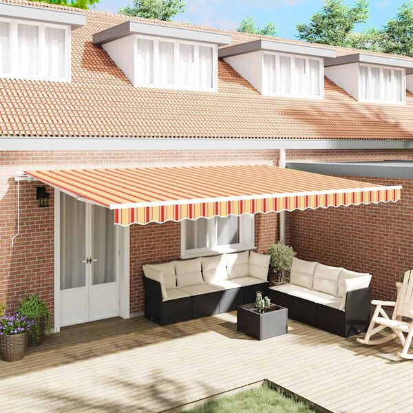 vidaXL Retractable Awning Retractable Yellow and Orange 500 x 300 cm