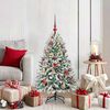 vidaXL Artificial Christmas Tree Green and White 120 cm PVC and Metal
