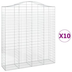vidaXL Arched Gabion Baskets 10 pcs 200x50x220/240 cm Galvanised Iron