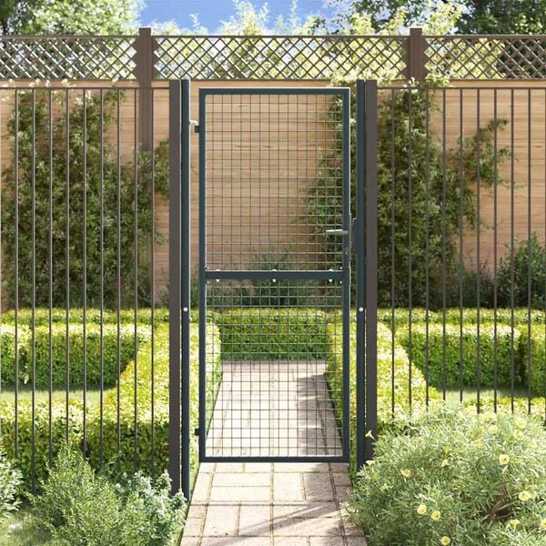 vidaXL Mesh Garden Gate Galvanised Steel 100x200 cm Grey