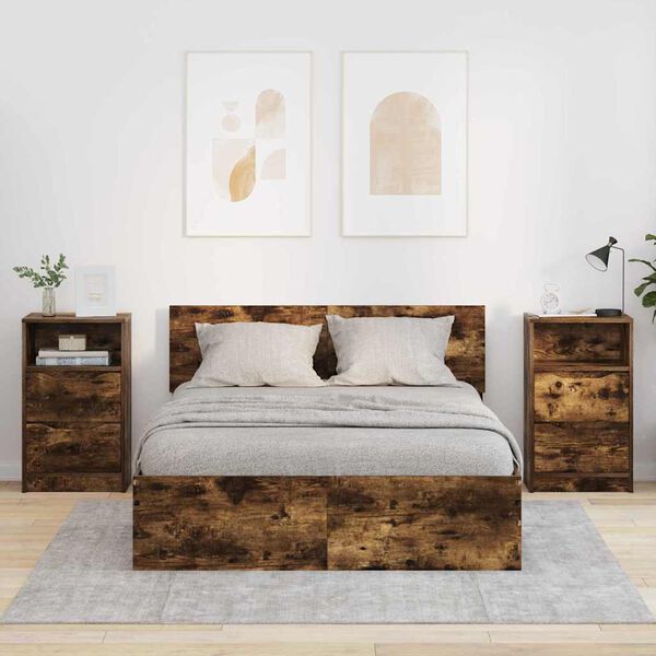 vidaXL Bedside Tables with Drawer 2 pcs Smoked Oak 40 x 30 x 467 cm