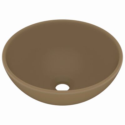 vidaXL Luxury Bathroom Basin Round Matt Cream 32.5x14 cm Ceramic