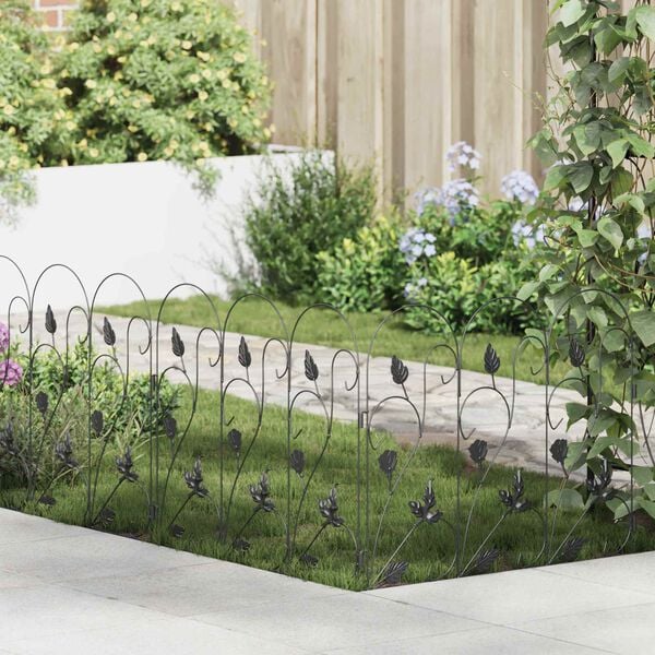 vidaXL Garden Fence Trellis Black 307 x 54.5 x 0.3 cm