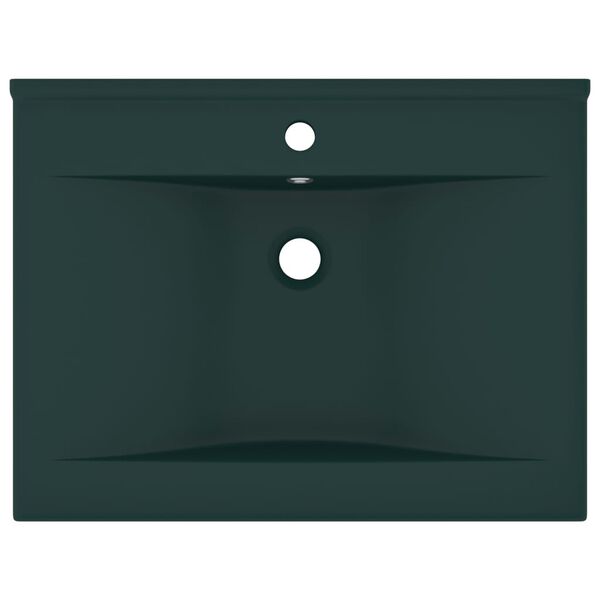vidaXL Luxury Basin with Faucet Hole Matt Dark Green 60x46 cm Ceramic