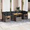 vidaXL 8 Piece Garden Sofa Set with Cushions Grey Poly Rattan Acacia